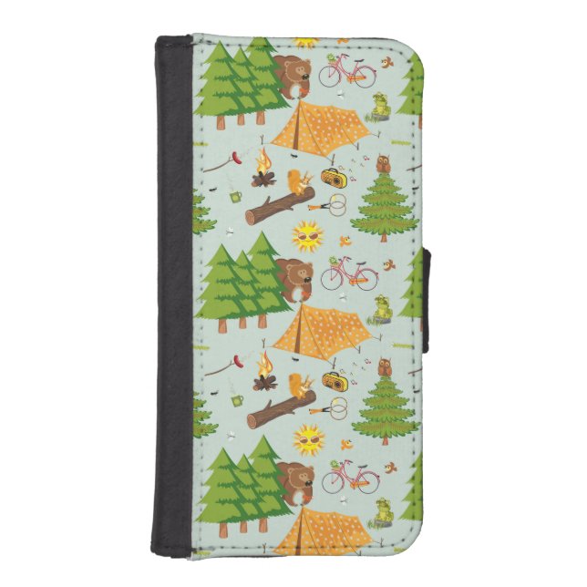 Camping Pattern iPhone Wallet Case (Front)