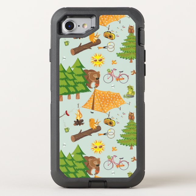 Camping Pattern Otterbox iPhone Case (Back)