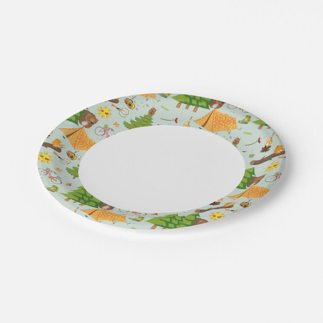 Camping Pattern Paper Plates (Angled)