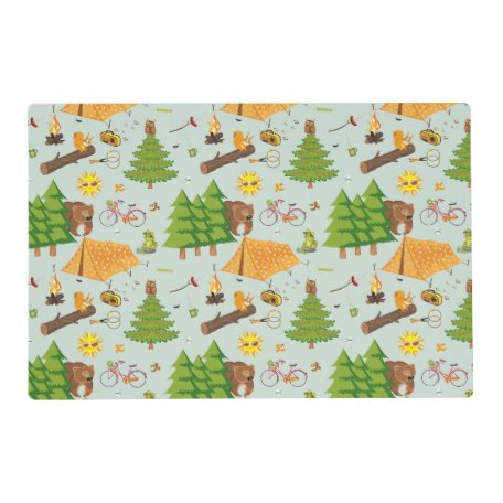 Camping Pattern Fabric | Zazzle