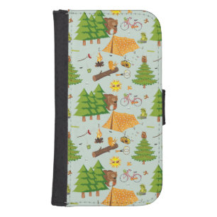 Camping Pattern Wallet Phone Case For Samsung Galaxy S4