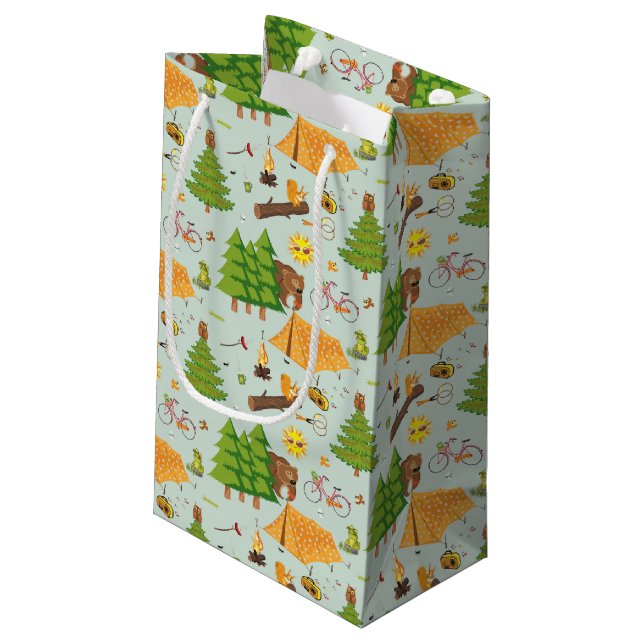 Camping Pattern Small Gift Bag (Back Angled)