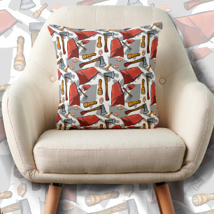 Camping Pattern  Throw Pillow