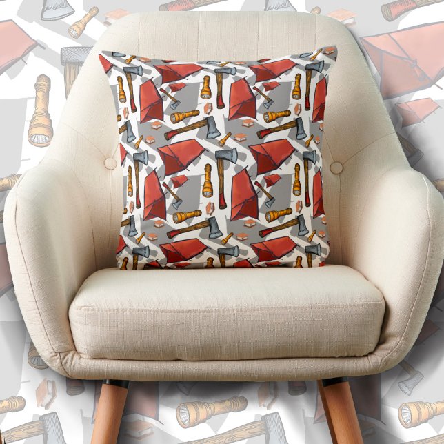 Camping Pattern  Throw Pillow (Front View)