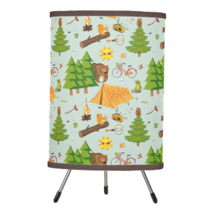 Camping Pattern Tripod Lamp
