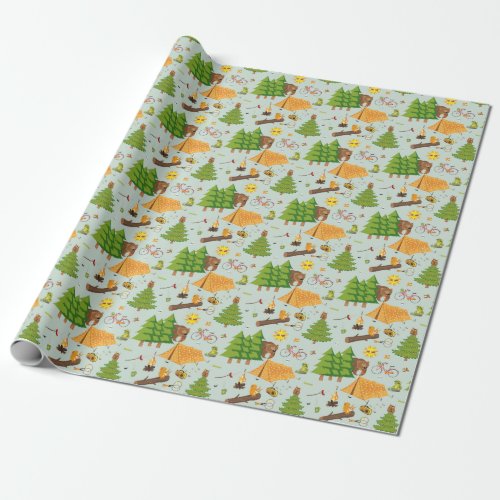 Camping Pattern Wrapping Paper