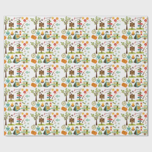 Camping Pattern Wrapping Paper | Zazzle