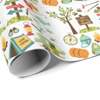 Camping Pattern Wrapping Paper