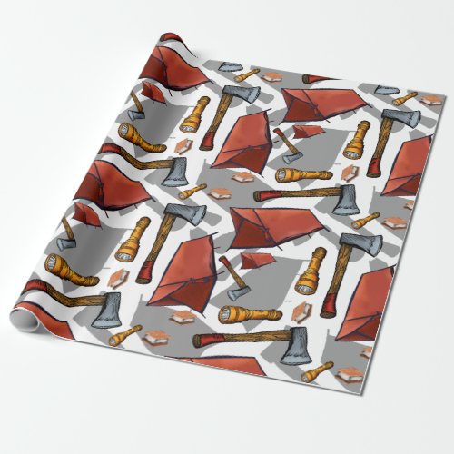 Camping Pattern Wrapping Paper