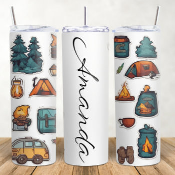 Camping Personalize Name Thermal Tumbler by Iggys_World at Zazzle