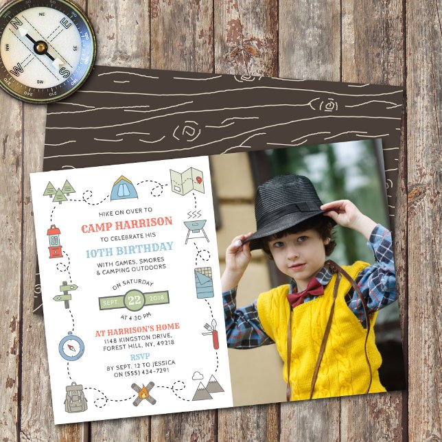 Camping Photo Any Age Birthday Invitations (Creator Uploaded)