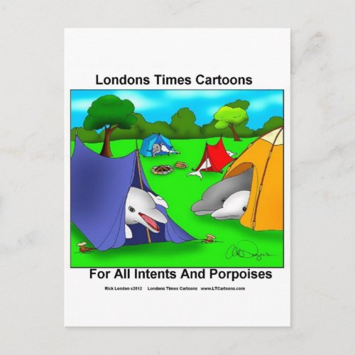 Camping Porpoises Funny Pun_Lovers Postcard