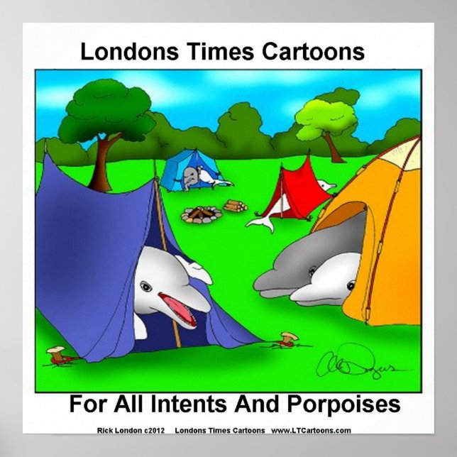 Camping Porpoises Pun-Lovers Poster (Front)