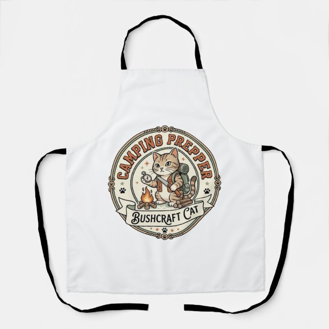 Camping Prepper Bushcraft Cat Camping Prepper Bush Apron (Front)