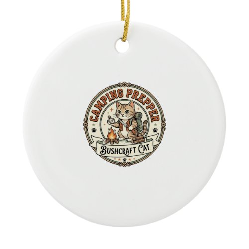 Camping Prepper Bushcraft Cat Camping Prepper Bush Ceramic Ornament