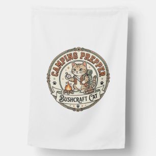 Camping Prepper Bushcraft Cat Camping Prepper Bush House Flag