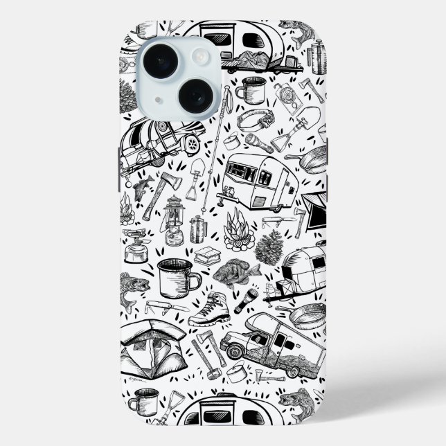 Camping print pattern collage Case-Mate iPhone case (Back)