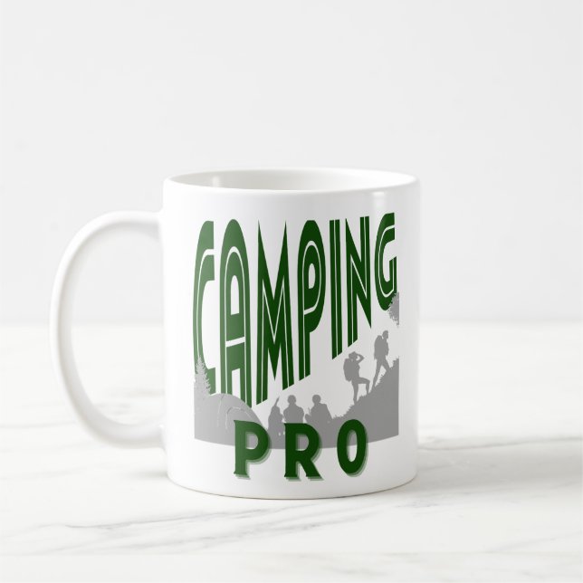 Camping pro print  for him - professional camper  coffee mug (Left)