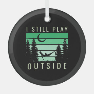 Camping Quote Vacation Glass Ornament