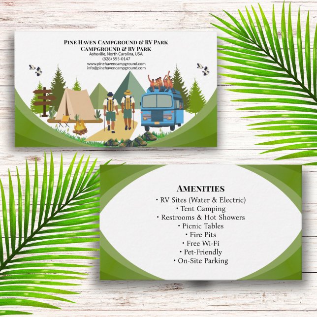 Camping Resort RV Park Outdoor Design Business Card (Creator Uploaded)