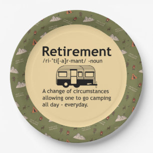 Camping Retirement Definition Paper Plates