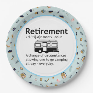 Camping Retirement Definition Paper Plates