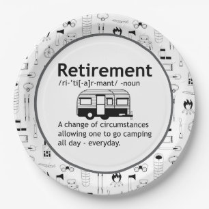 Camping Retirement Definition Paper Plates