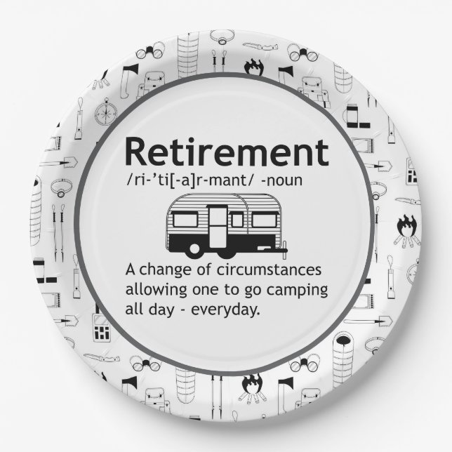  Camping Retirement Definition    Paper Plates (Front)