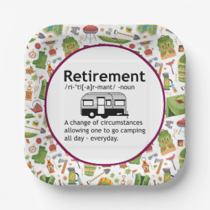Camping Retirement Definition Paper Plates