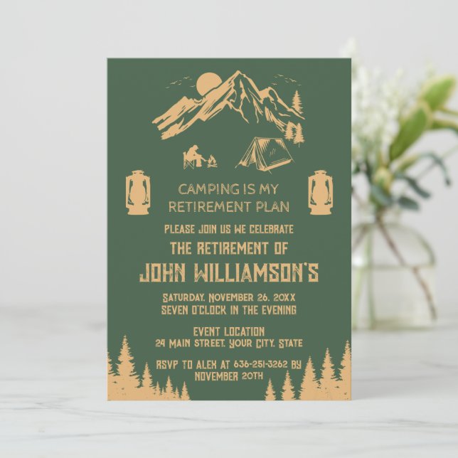 Camping Retirement party Invitation (Standing Front)