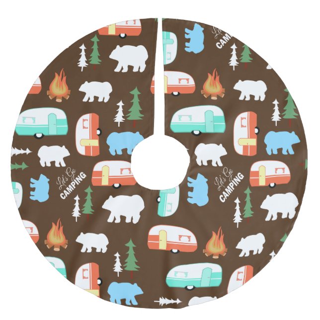 Camping Retro Camper RV Life - Brown Brushed Polyester Tree Skirt (Front)