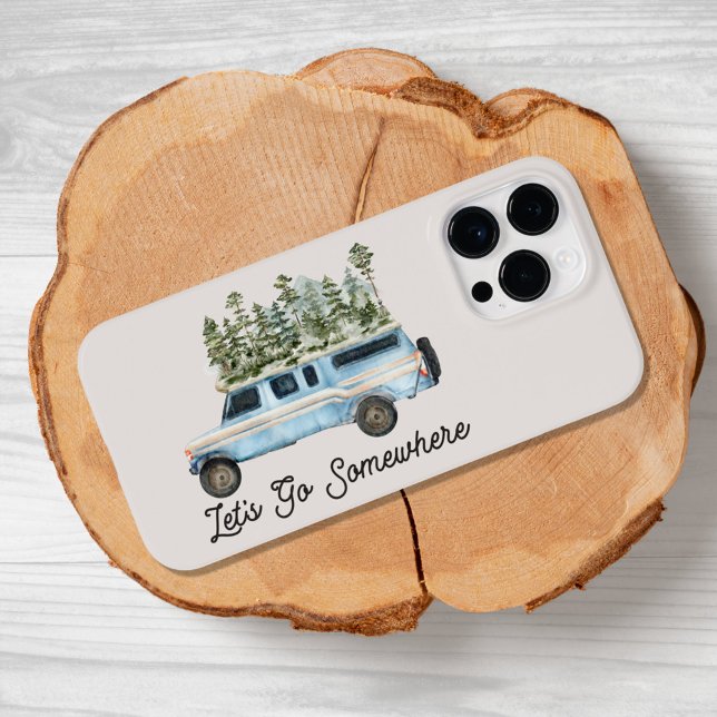 Camping Road Trip Quote Let's Go Somewhere Case-Mate iPhone Case (Close up)