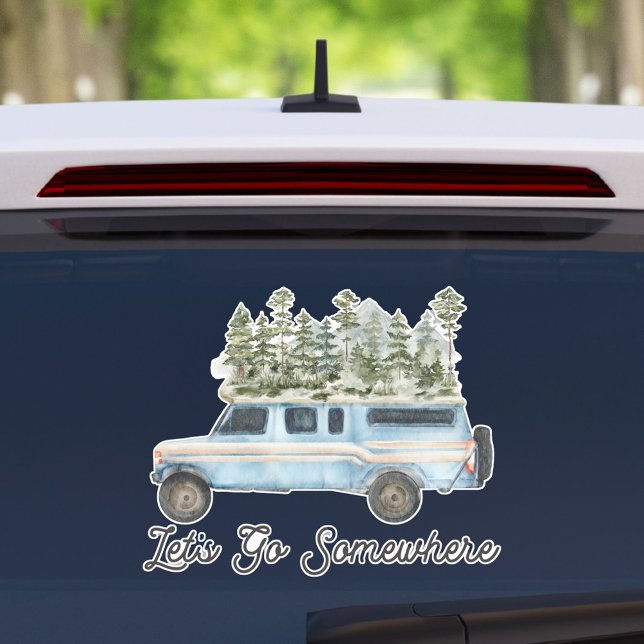 Camping Road Trip Quote Let's Go Somewhere Sticker (In situ)