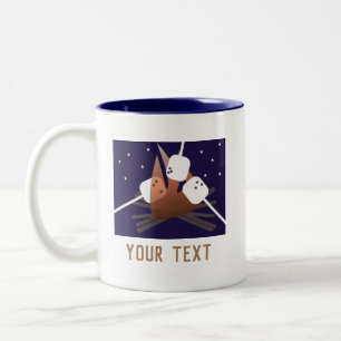 Camping Roasting Marshmallows Bonfire Two-Tone Coffee Mug