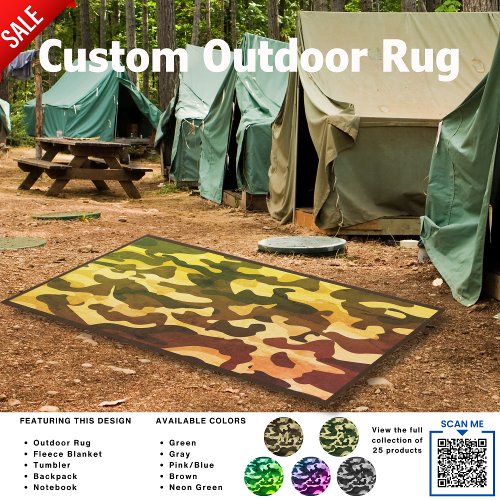Camping Rug  Camo Rug  Camouflage Rug Pattern