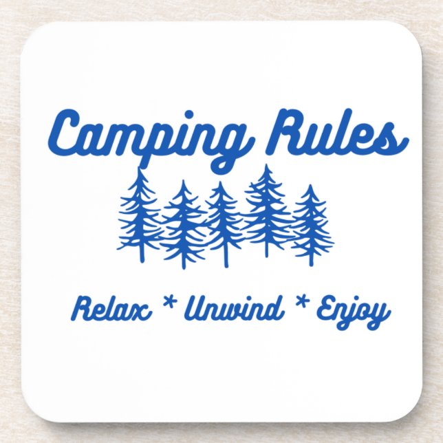 Camping Rules Beverage Coaster (Front)
