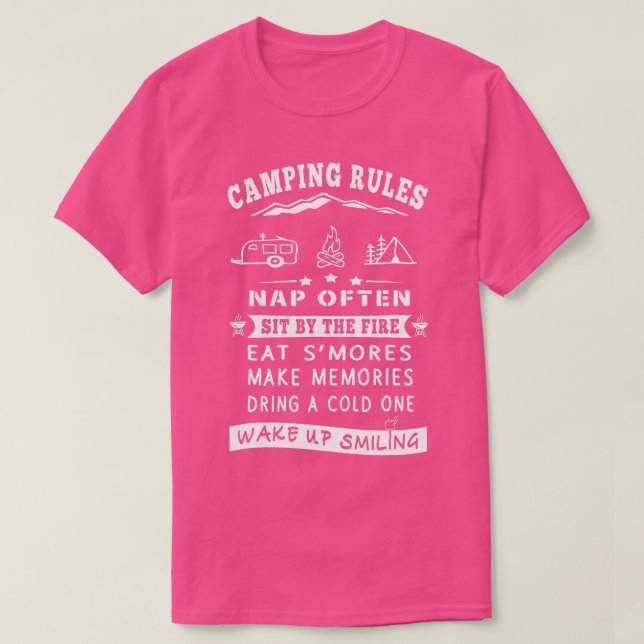 Camping Rules Camping Gear Gift Funny Camper  T-Shirt (Design Front)