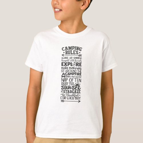 Camping Rules Cool Typography Campers T_Shirt