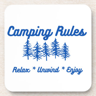 Camping Rules - Relax, Unwind, Enjoy on a  Beverage Coaster