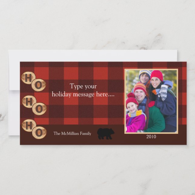 CAMPING Rustic Bear Woods Holiday Photo Card 8x4 (Front)