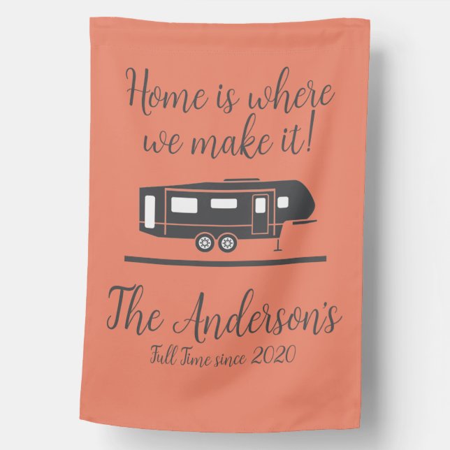 Camping RV Full Time Customizable House Flag (Front)