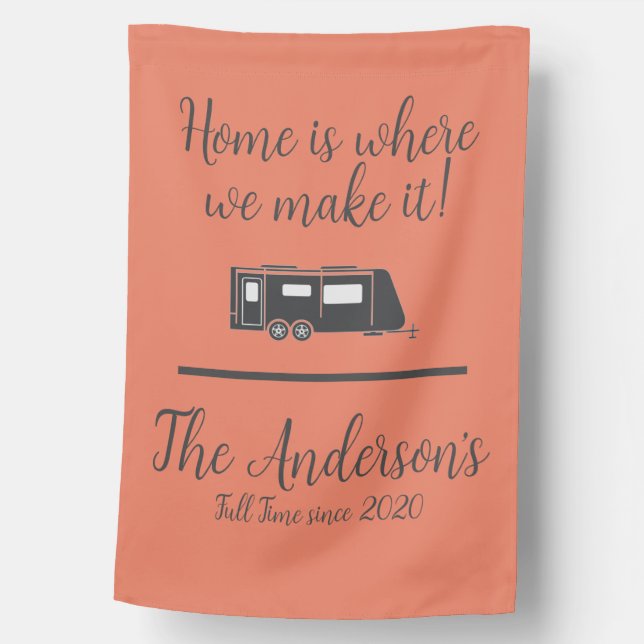 Camping RV Full Time Customizable House Flag (Front)