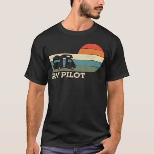 Camping Rv Pilot Motorhome Campervan Retro Vintage T_Shirt