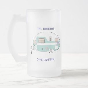 Camping RV Trailer Camper Frosted Glass Beer Mug