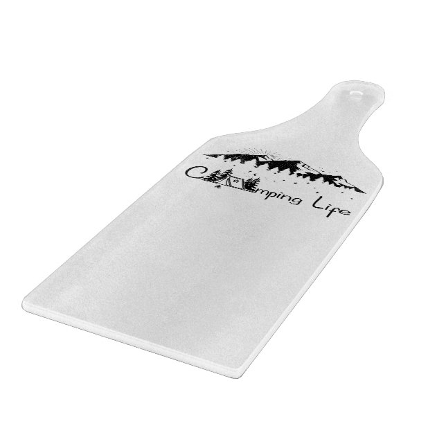 Camping Scene Decorative Glass Chopping Board (Corner)