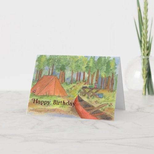 Camping Scene Happy Birthday Card