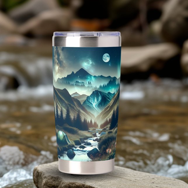 Camping Scene with Mountains and Tent  Insulated Tumbler (Creator Uploaded)