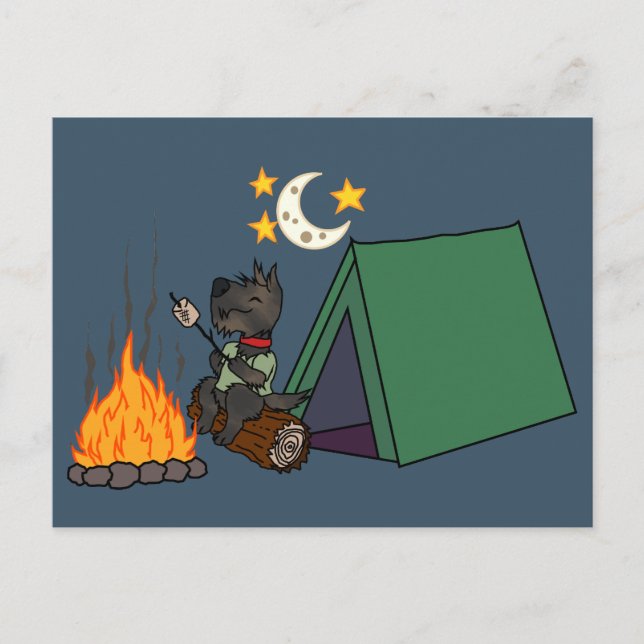 Camping Scottie - Brindle Postcard (Front)