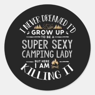 Camping Shirt Women Wife Camper Rv Camping Vacatio Classic Round Sticker