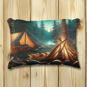 Camping Site with Pretty Lights Accent Pillow